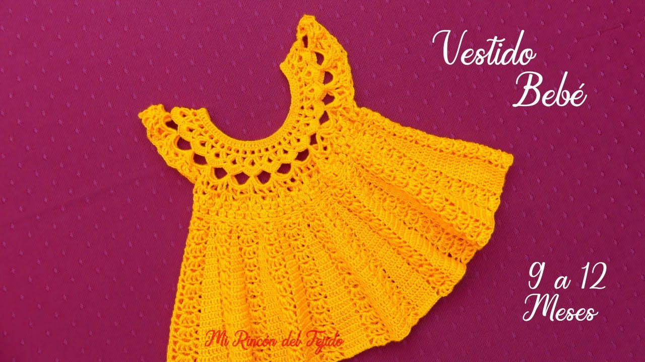 Vestido Bebe Crochet (Ganchillo) Naranjo 9 a 12 meses Facil Tutorial Paso a  Paso. Parte 1 de 2 - YouTube