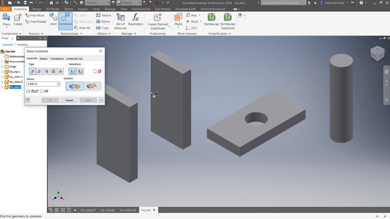 autodesk inventor tutorial videos to make assembelies