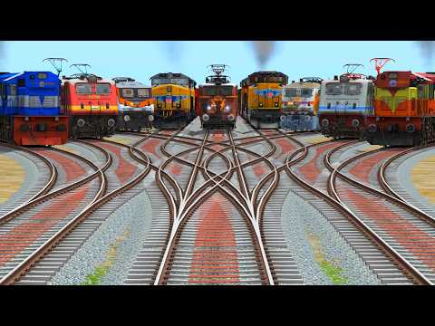 🔥9 indian Trains Crossing At Bumpy Curves Railroad Tracks | train videos indian railways crossing 
