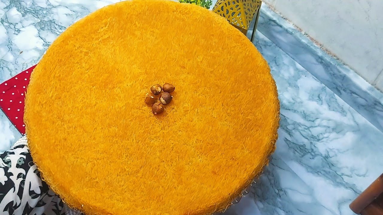 الكنافة السادة على طريقة الحلواني السر في لونهاوطعمها المميز