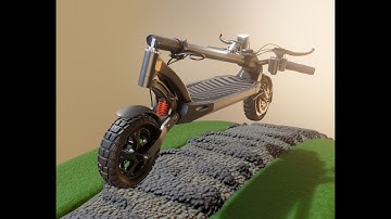 Rigged Offroad E-Scooter Test-Drive in Blender-3D