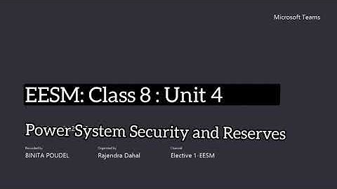EESM: Unit 4: Power System Security