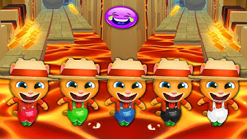 TALKING TOM GOLD RUN - FARMER GINGER COLORS REACTION LAVA FALLS/DOWN IN LAVA WORLD FUNNY FAIL