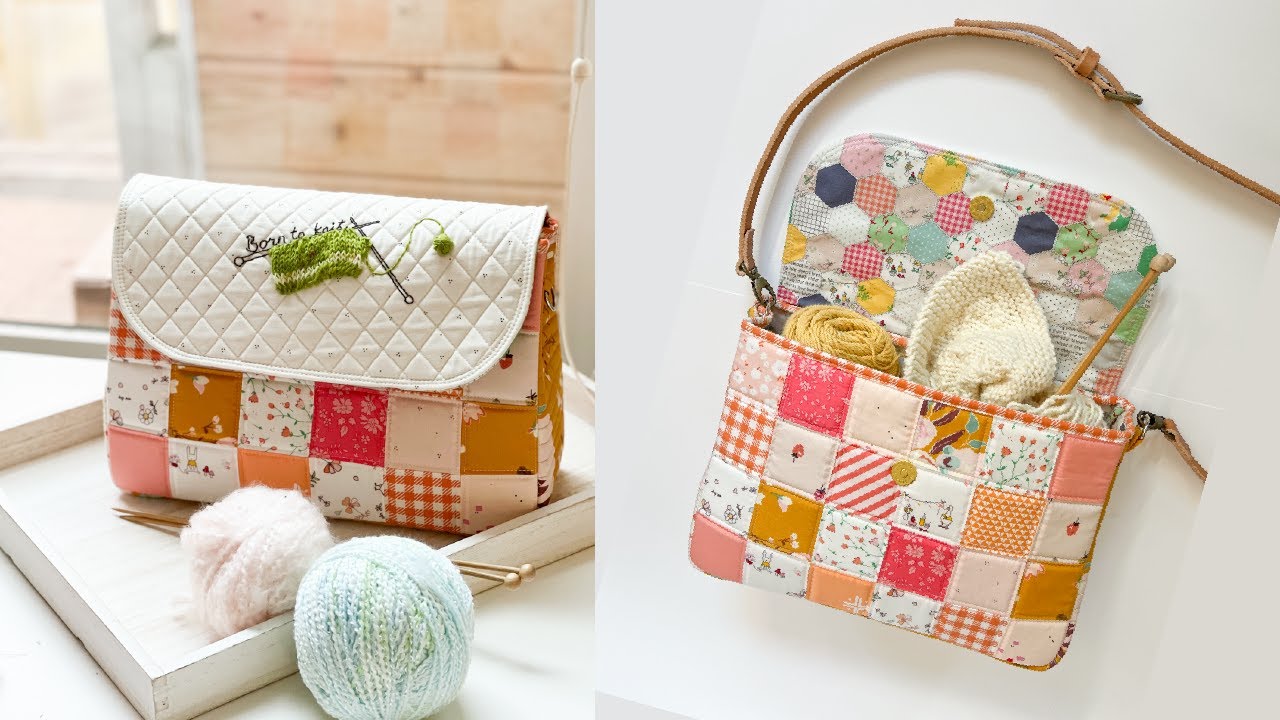 How to sew a Knitting Bag | Patchwork Quilting | Crossbody