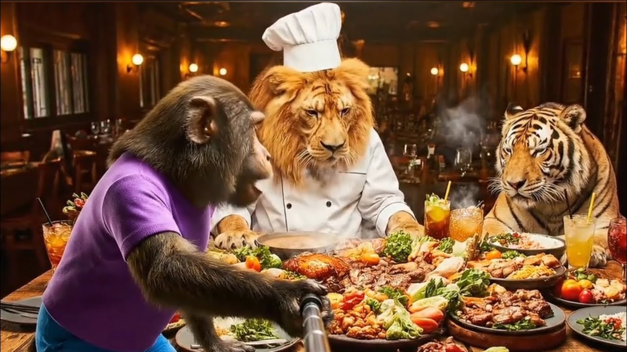 "The Monkey Chef Keeps Busy in the Kitchen Today"