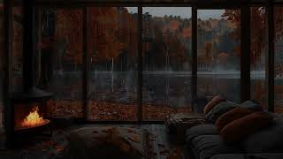 Rain & Fire Ambience For Rest🔥🌧️Cozy Fireplace Sounds & Gentle Rainfall For Meditation