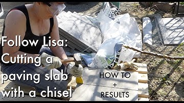 Follow Lisa: Cutting a paving slab with a chisel - how to + results - concrete slabs for patio