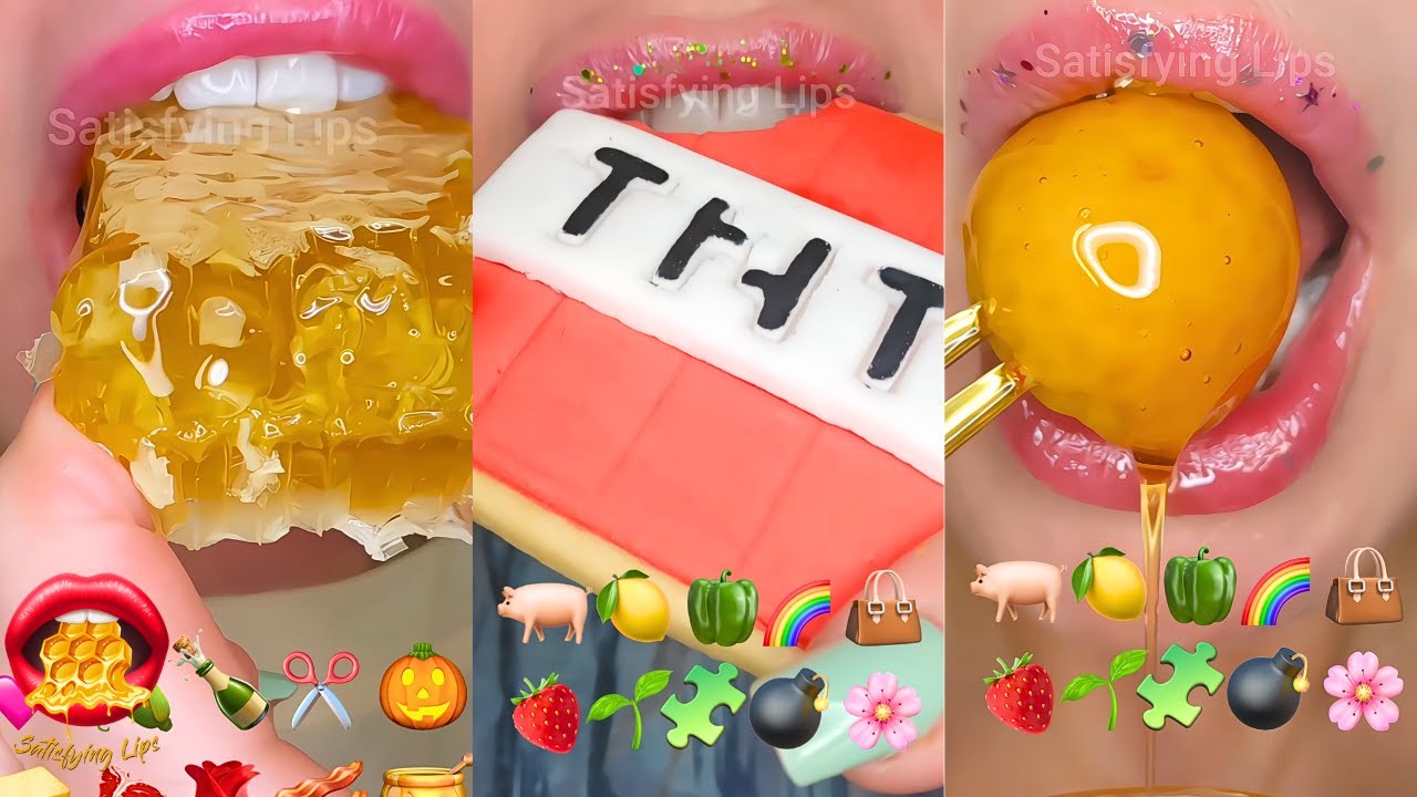 ASMR Satisfying Eating Emoji Food Challenge Mukbang Sounds