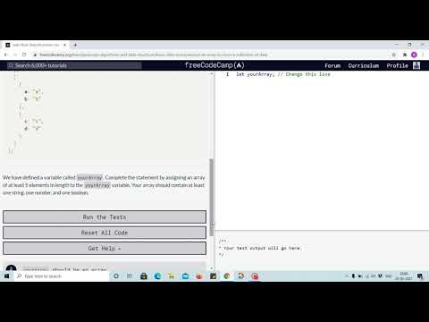Tutorial 1 - using array to store collection of data - freecodecamp
