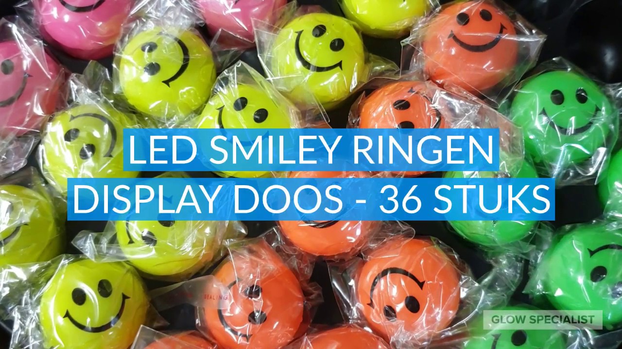 LED SMILEY RING - DOOS MET 36 STUKS