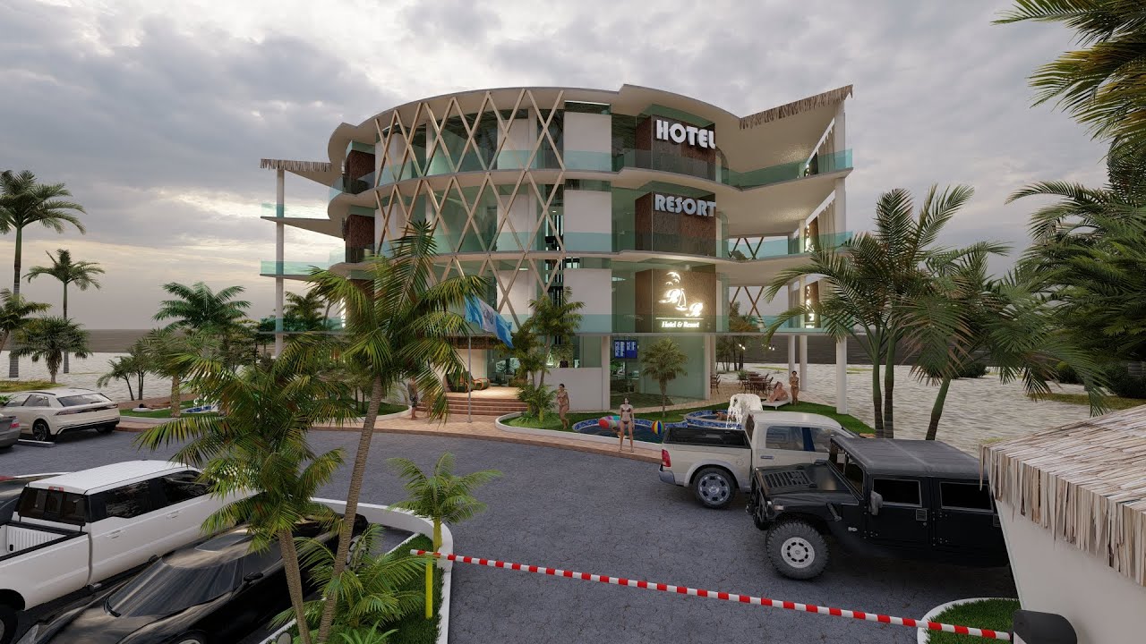 Diseño 3D Hotel 5 ✯ frente al mar 32 x 33 metros