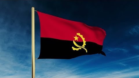 4K Angola flag slider style. Waving in the wind with cloud background animation Stock video