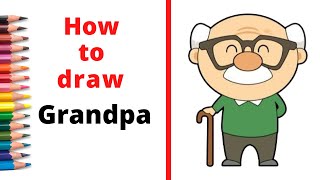 How to draw Grandpa easy | Grandfather drawing