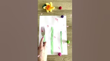 Super Simple Fork Tulip Painting 🌷#easypainting #youtubeshorts