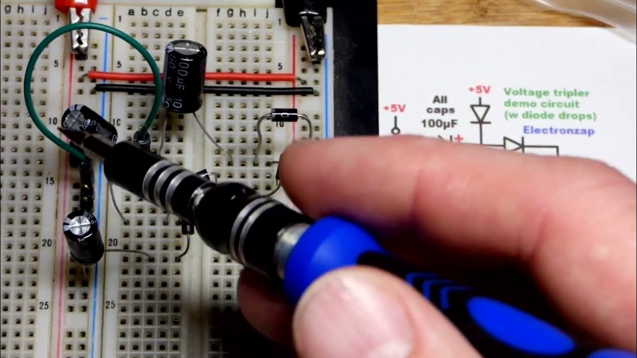 Voltage tripler with diode drops manually switched demo circuit