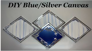 Easy DIY Blue/White/Silver Canvas