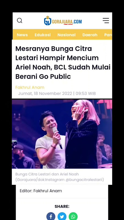 Mesranya Bunga citra lestari hampir mencium  ariel noah, BCL sudah mulai berani go public