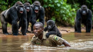 Man Pulls Drowning Baby Gorilla from Water, What the Troop Did Next Shocked Everyone!