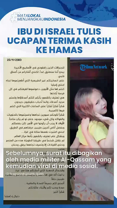 Ibu di Israel Tulis Surat Ucapan Terima Kasih untuk Hamas seusai Anaknya Dibebaskan dari Sandera