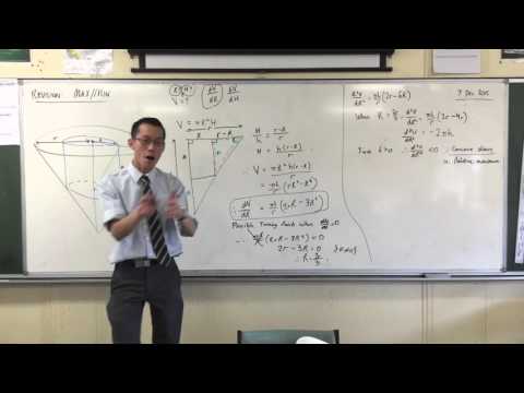 Volume within a Cone (3 of 3: Finding the Stationary Points to determine the maximum volume)