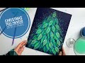 How to paint Christmas tree using a leaf / Acrylic painting/ Christmas tree tutorial / Leaf painting