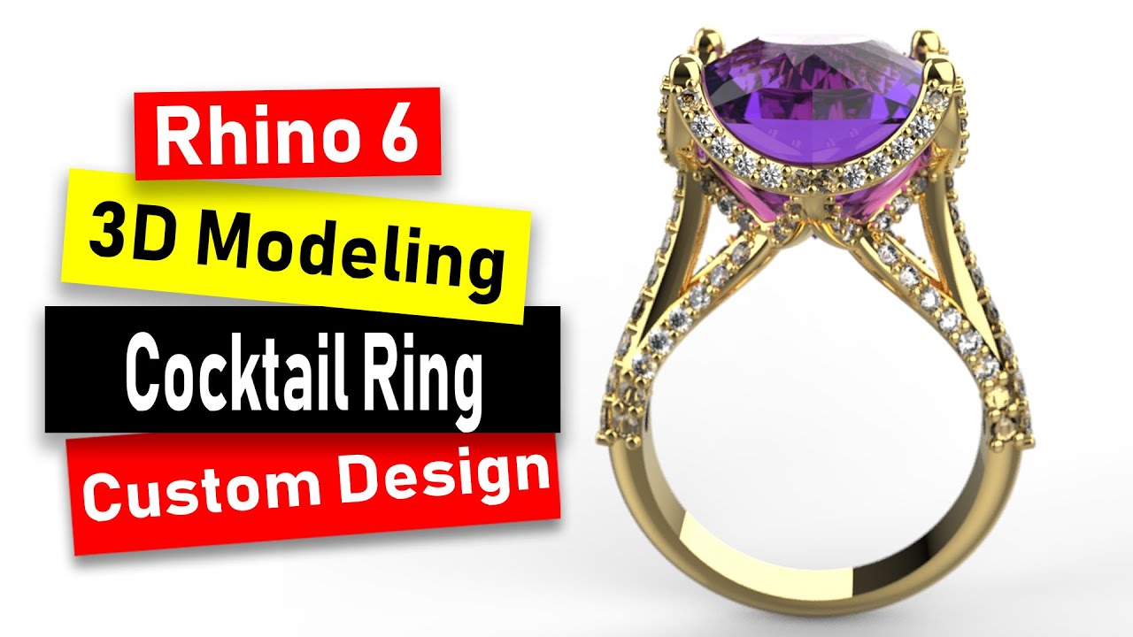 3D Cocktail Ring Modeling in Rhino 6: CAD Jewelry Design Tutorial #111