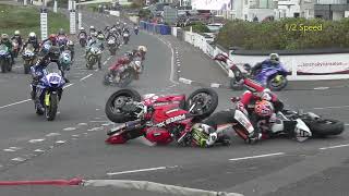 Davey Todd & Adam McClean Crash on 1st Lap of NW200 Supersport Race - 9th May 2024