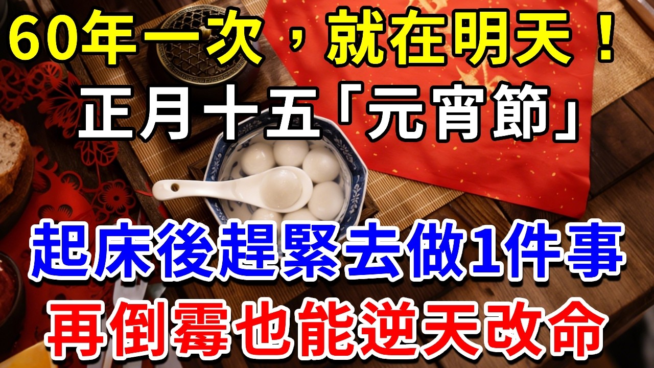 60年一次，就在明天！正月十五「元宵節」，起床後趕緊去做1件事，再倒霉也能逆天改命！