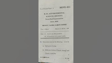 MEVE 011 IGNOU JUNE 2025 MSCENV GLOBAL CLIMATE CHANGE #IGNOU PREVIOUS YEAR PAPER #shorts