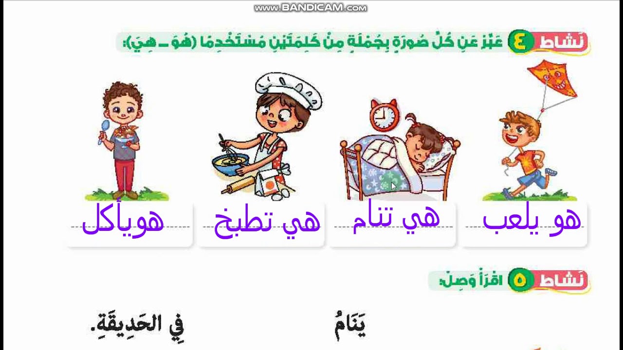 هو وهي ضمائر الغائب صفحة 56 صف اول ا ابتدائي لغة عربية - YouTube