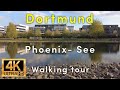 Phoenix-See Dortmund Germany🇩🇪, walking tour, 4k 60fps , Man made lake