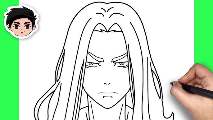 desenho de anime fácil, como desenhar metade do rosto Mitsuya Takashi  fácil
