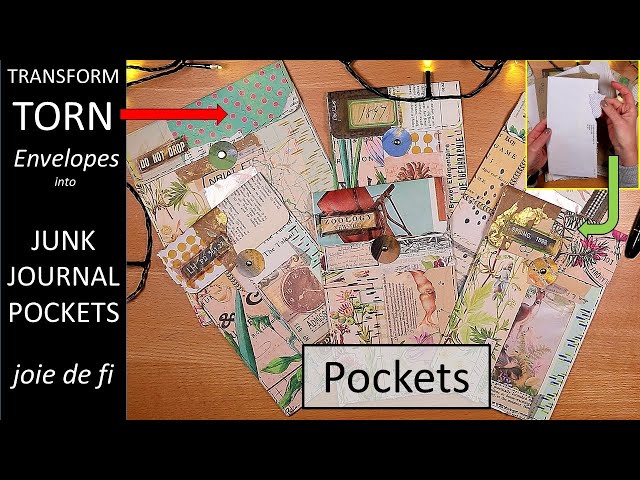 Transform TORN ENVELOPES Into Junk Journal POCKETS ✅ Upcycle Waste Tutorial class=