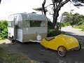 Camping with our vintage Camper, pedal car and Sand sculpting