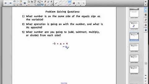 Math Video Training Course 2: Lesson 3-2: Solving Addition and Subtraction Equations