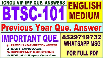 BTSC 101 Previous Year Question Paper in English | btsc 101 important questions with answer