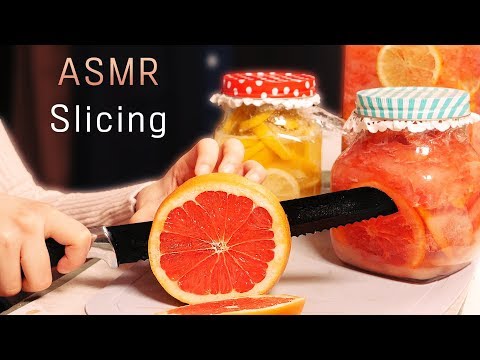 Slicingsounds자몽과 레몬 자르는소리+과일청 ASMR lemon and grapefruit+sounds of making fruit preserves.[suna asmr]