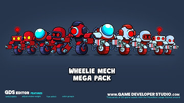 Wheelie mech game sprite mega pack animation previews