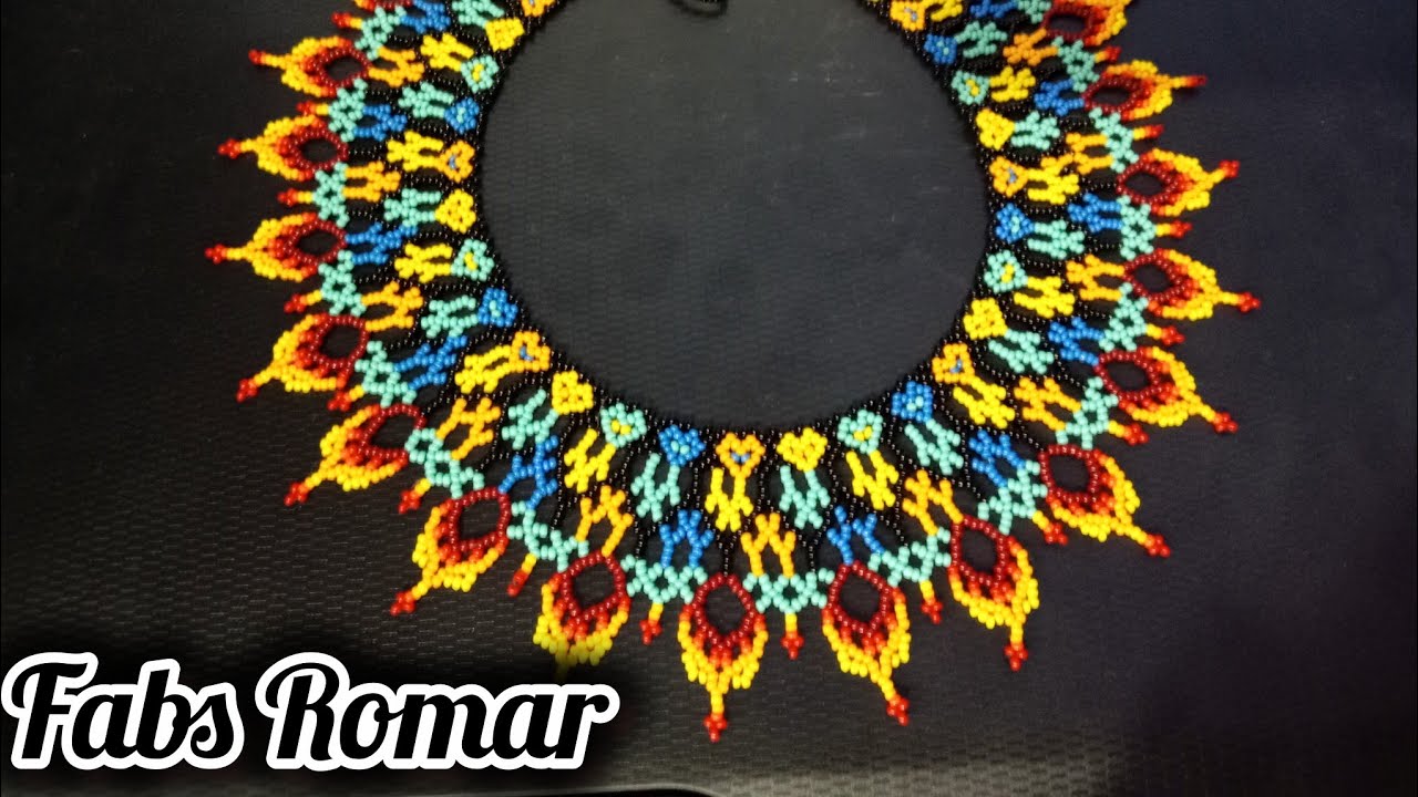 Collar de chaquira rombo rojo abierto ❤️