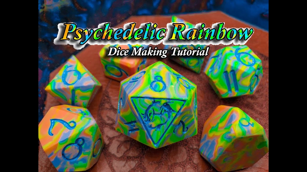 How to Make Psychedelic Rainbow Dice, (Resin Dirty Pour Tutorial)