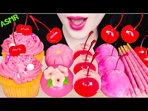 ASMR CHERRY FOODS *CHERRY CUP CAKE, CHERRY BALL, WAGASHI 체리 컵 케이크, 체리 볼, 과일 찹쌀떡 먹방 EATING SOUNDS