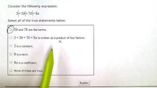 ALEKS:  Identifying parts in an algebraic expression (KC)