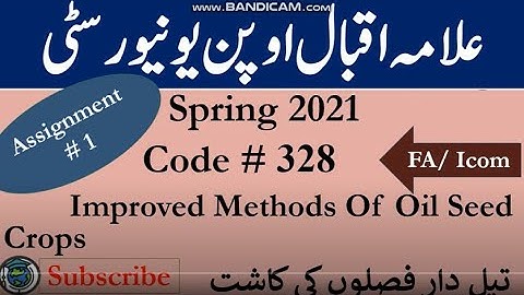 AIOU Code 328 Solved Assignment No.1 Spring  2021| Subject: Improved Methods of Oil | Level: FA/ICom
