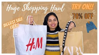 *Huge* Shopping Haul | H&M, Zara, Mango Biggest Sale  | 70% Off |Denim Jacket, Dresses, Tops,sweater