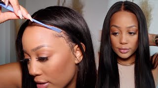 FINESSING A UNIT THATS TOO SMALL! Fixing A Wig To Look Natural, Sleek Middle Part ft. Hurela Hair