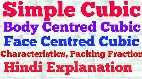 simple cubic, body centered cubic, face centered cubic (hindi)