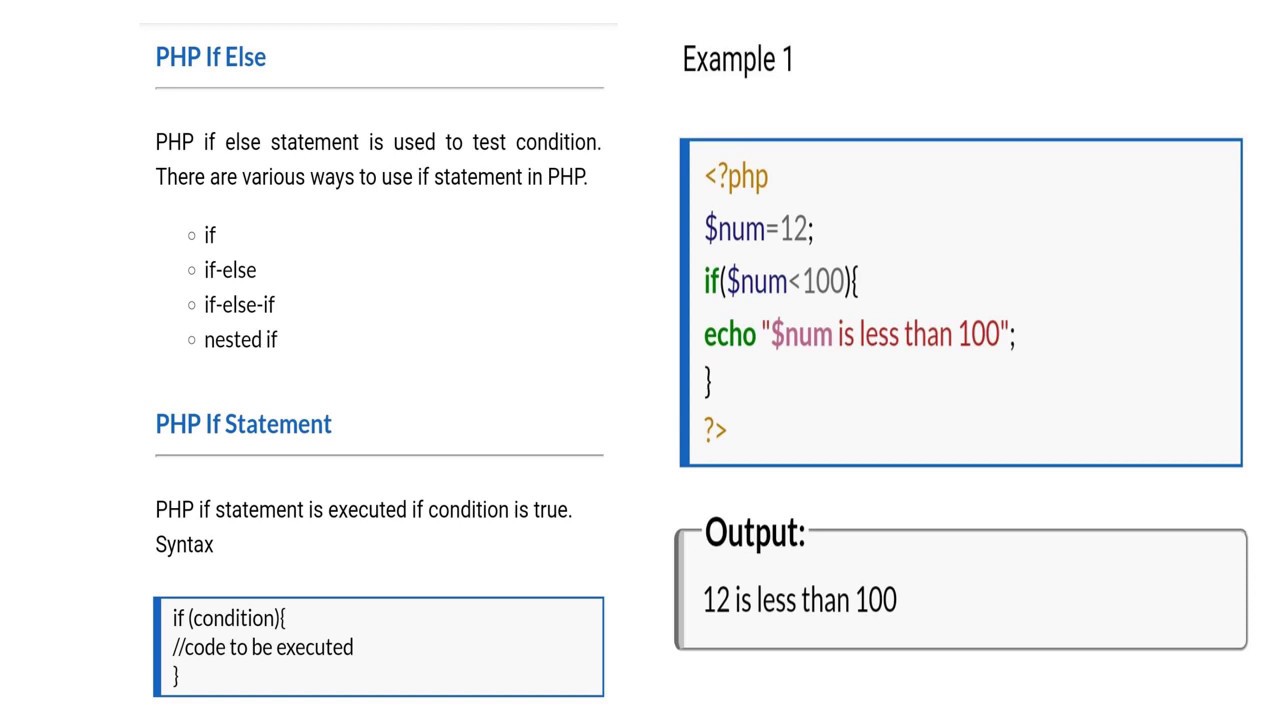 "IF ELSE STATEMENTS" IN PHP LANGUAGE - YouTube
