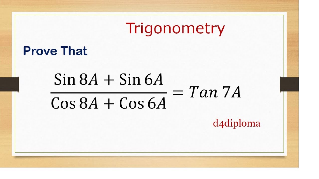 Diploma Maths -Trigonometry Example 1 - YouTube