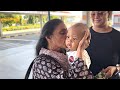 Emotional goodbye between grandma  nigerian  indian grandson
