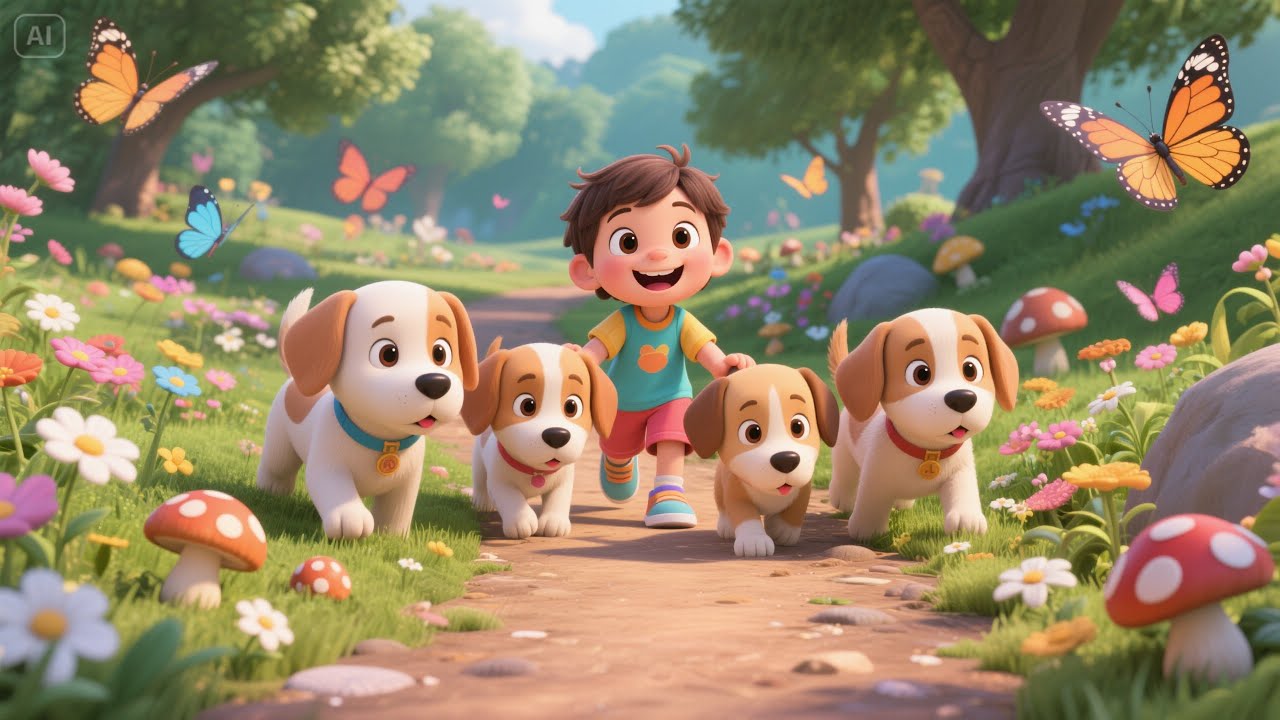 Counting Puppies Playing in the Park | Fun Puppy Counting Song for Kids | Learn Numbers with Puppies